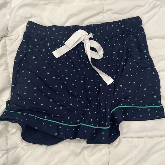 Short sleeve button up and drawstring shorts soft and cool pajamas navy blue M - Picture 2 of 7